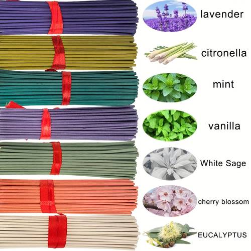 7 sets of 140 incense sticks each containing 20 lavender eucalyptus vanilla mint and cherry scents suitable for home meditation after meals reading music and long lasting fragrance