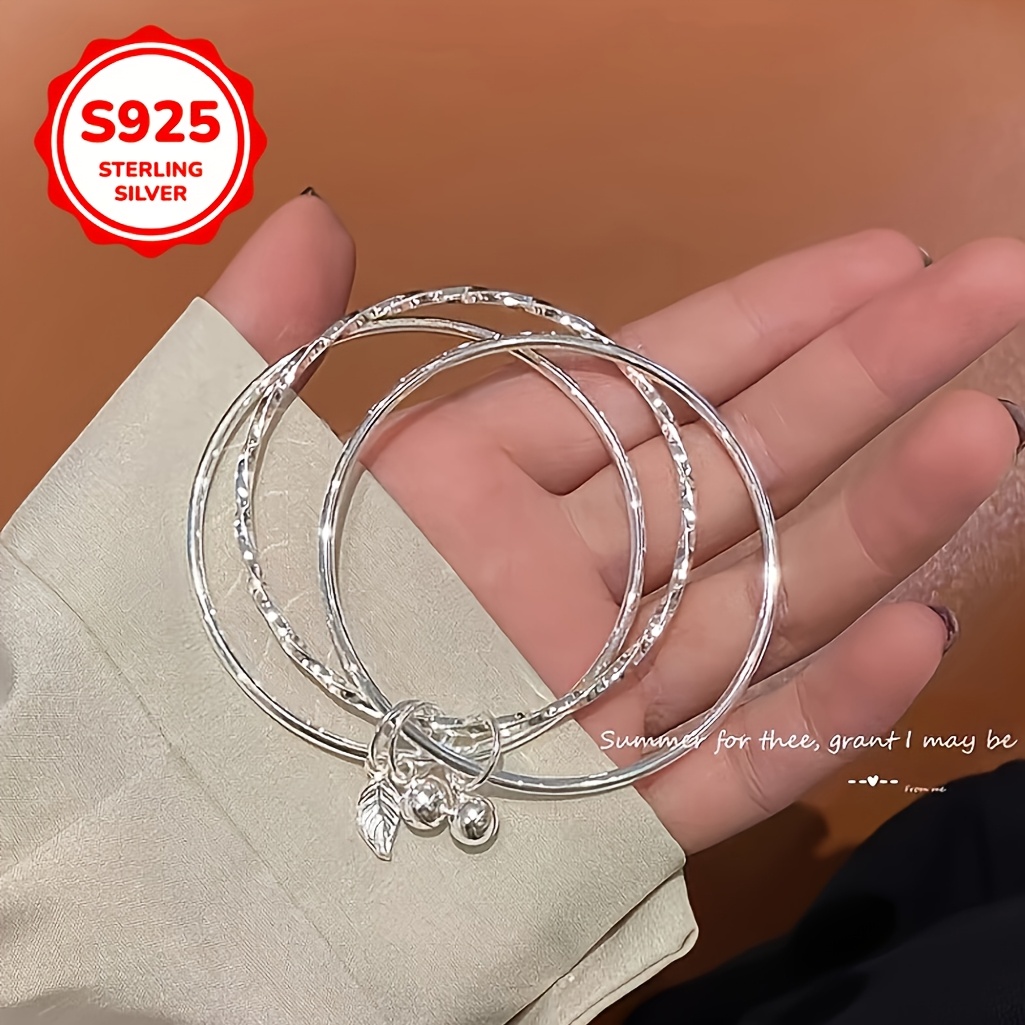 S925 Sterling Silver Minimalist Triple Loop Bracelet