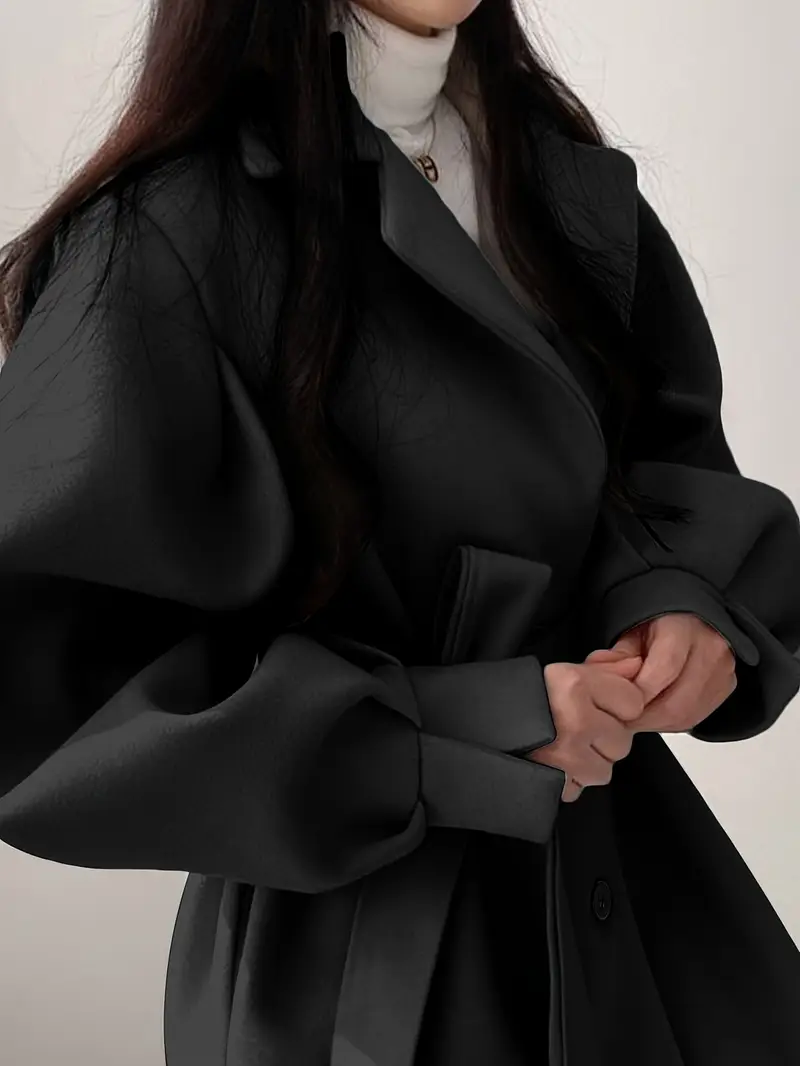 manteau d hiver beige pour femme - à col avec ceinture, manches courtes et structure rigide. col lavable machine idéal pour bureau, décontracté ou (automne/hiver) Détails du produit 7