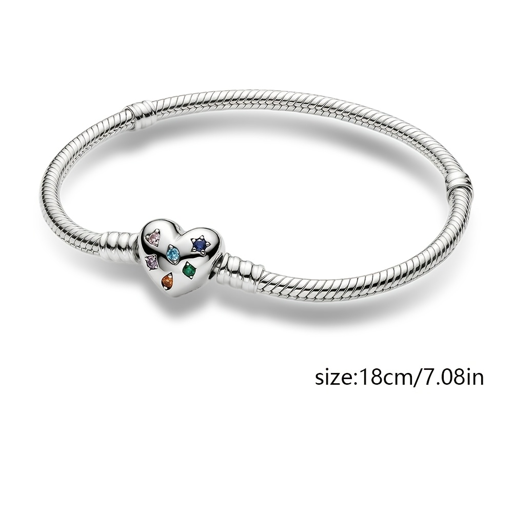 925 Silver-Plated Valentine's Day Multicolor Star and Heart Bracelet