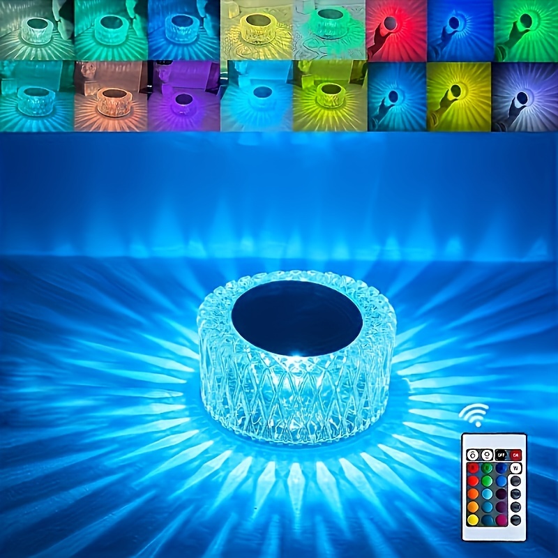 

Portable Crystal Led Table Lamp 3-levels Desk Lamp 16 Color Rechargeable Lamp Night Light Bedside Lamp Dining Room Lamp