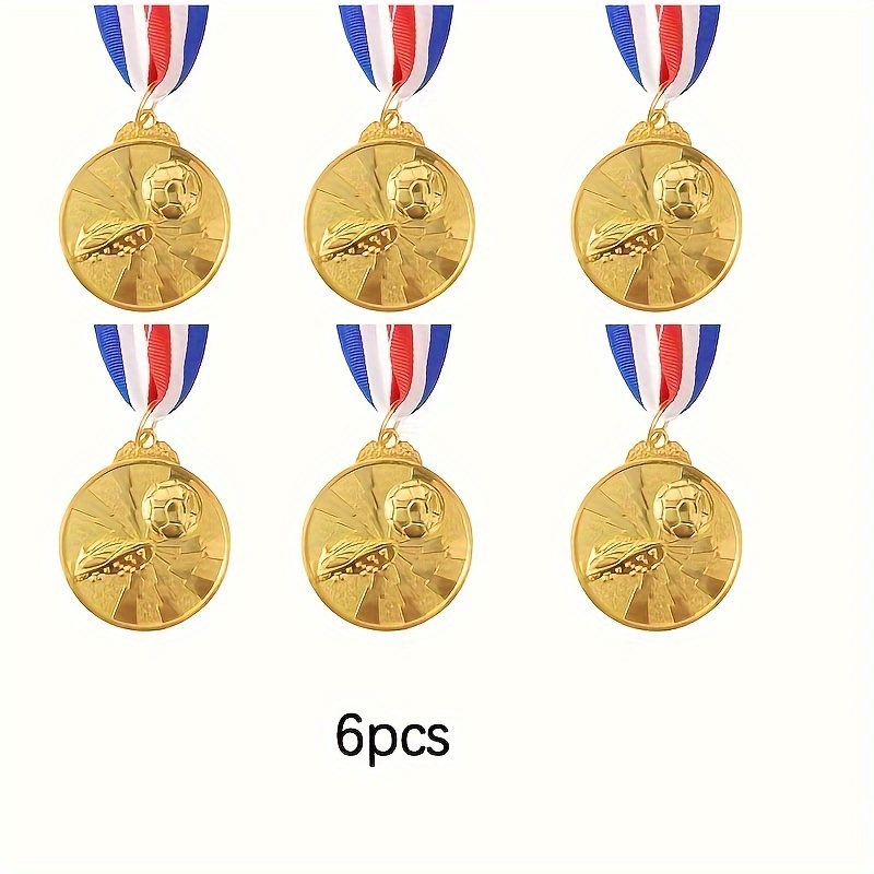 Image of Set Of 6 High-quality Soccer Medals - Ideal For Tournaments, School Athletics, And Club Events | Sturdy Metal Construction To Honor Accomplishments