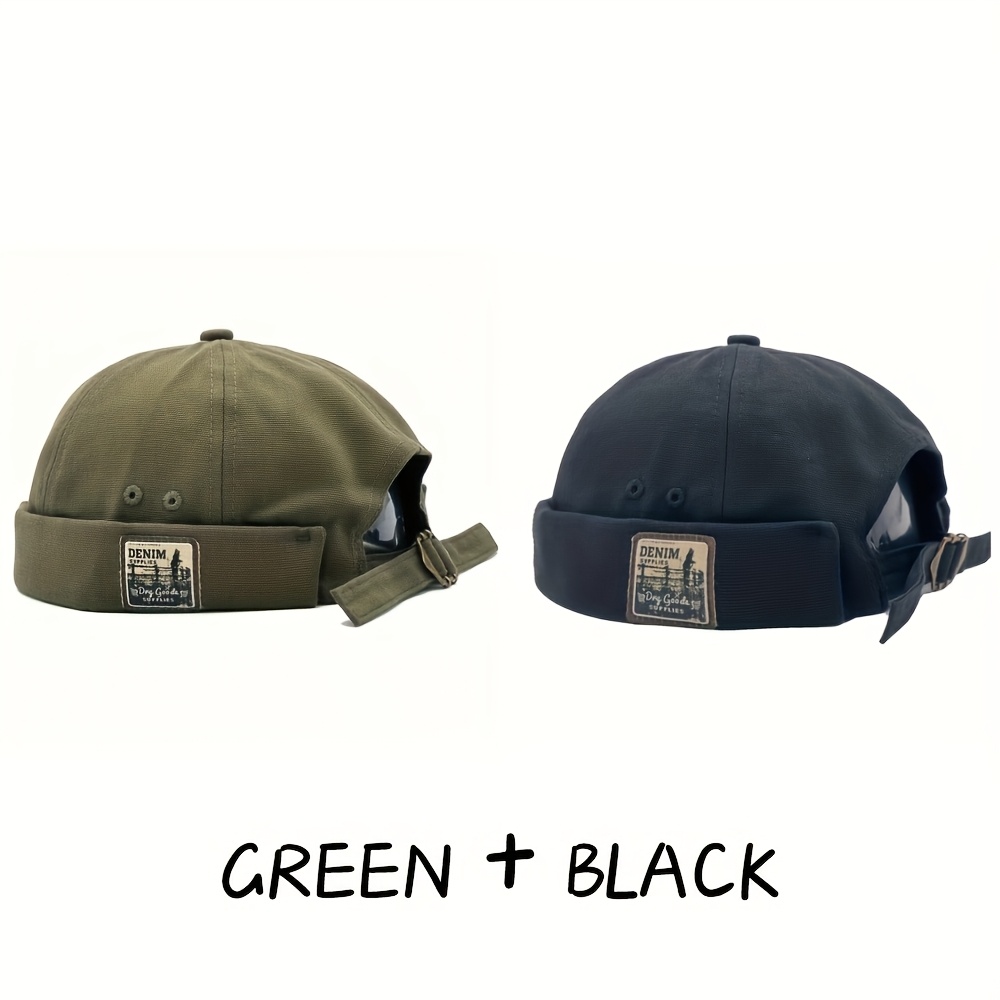 TEMU 2pcs Casual Streetwear Brimless With Vintage Forest Design Patch - Adjustable, Breathable, Lightweight, Fashion Sailor Hat For Men And Women,