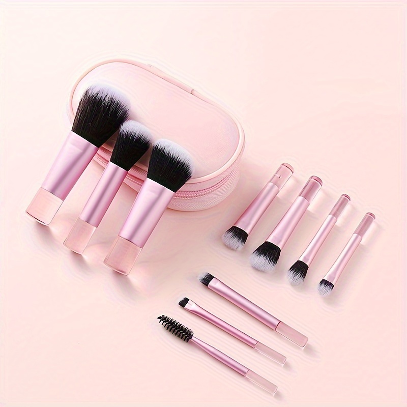 

10-piece Mini Makeup Brush Set With Soft Nylon Bristles - Includes Foundation, Eyeshadow, Contour & More - Professional Artist Quality For Flawless Daily Looks