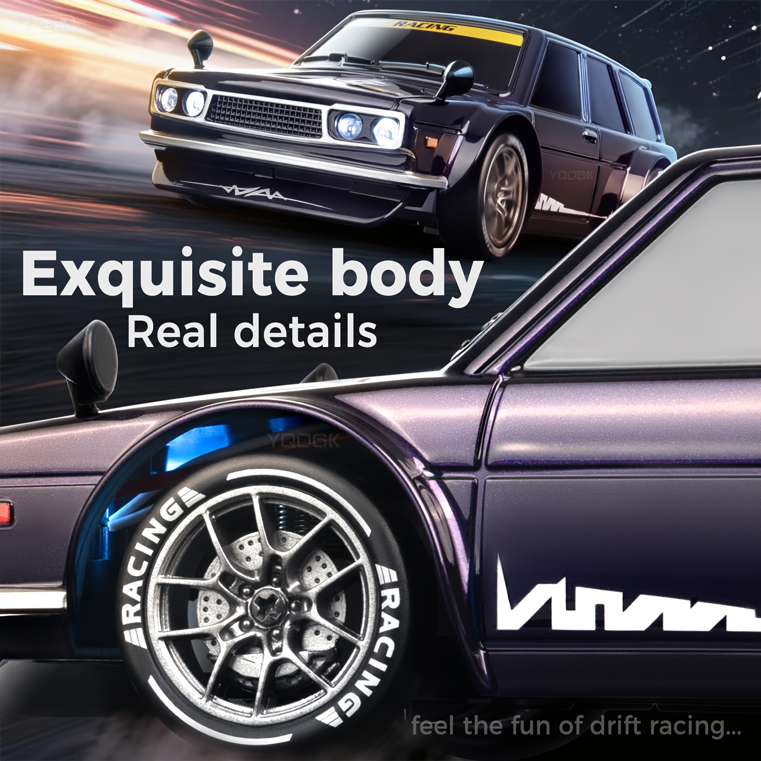 1:24 Scale 4WD Drift Car with LED Light Barriers and Replacement Tires