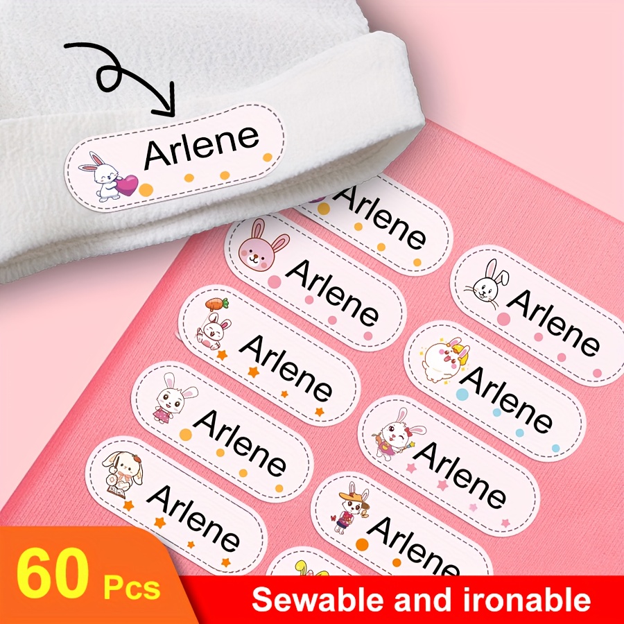 TEMU Étiquettes de nom en tissu thermocollantes personnalisables - Étiquettes de nom personnalisées pour vêtements d'étudiants, adaptées aux