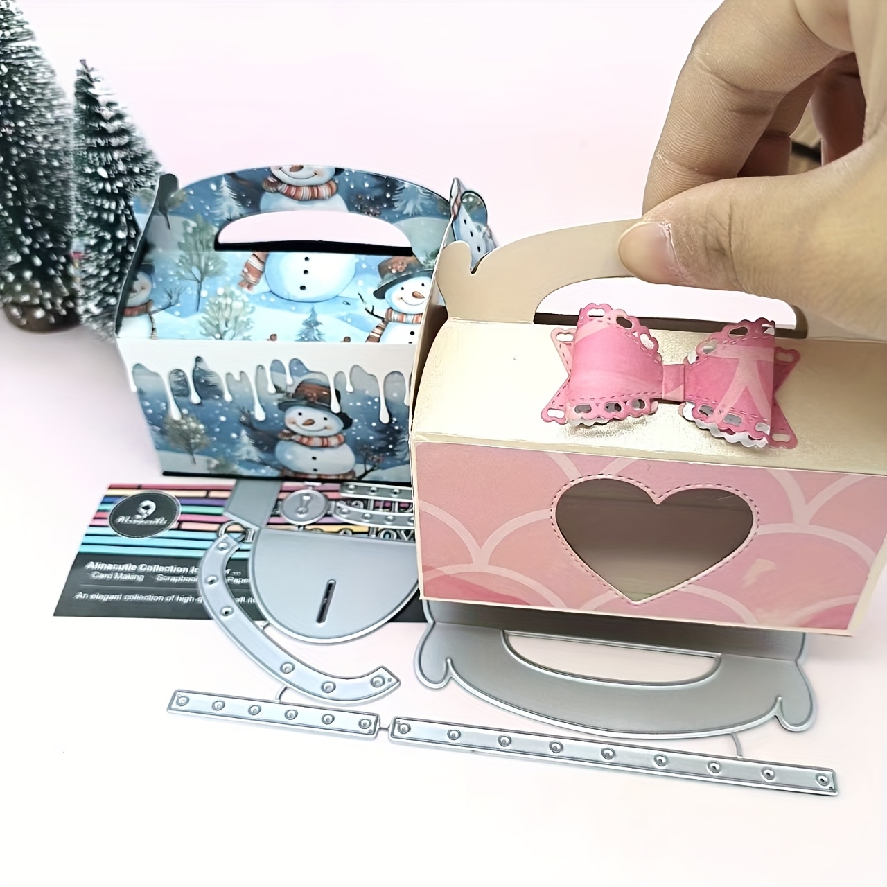 Image of Alinacraft 1pc Box Snack Gift Box Metal Cutting Die Cut, Valentine's Day Gift Package Container, Handmade Card Making& Diy Greeting Cards Scrapbooking Album Birthday Festive Present Storage Case
