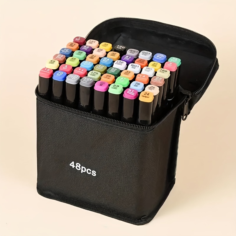 

48 Colors Markers Set Dual Tips Art Markers For Drawing Sketching Coloring Artist Pens And Underlining Permanent Markers