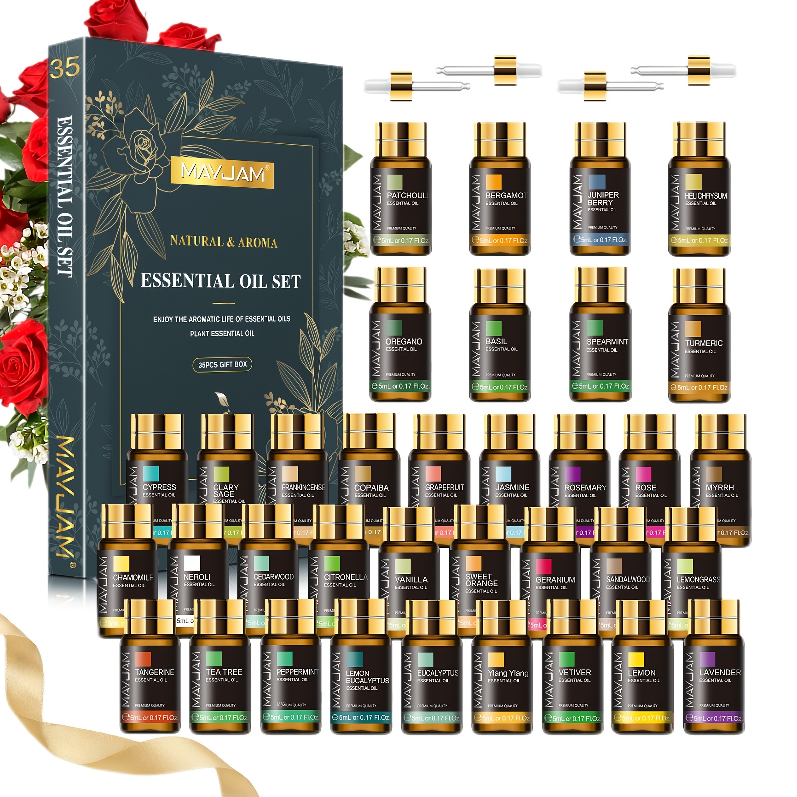   35pcs 5ml essential oils set gift kit for diffusers humidifier and diy candle   room decor flavored   gift for   occasions holiday gift recommendation valentines day graduation christmas gift birthday gifts