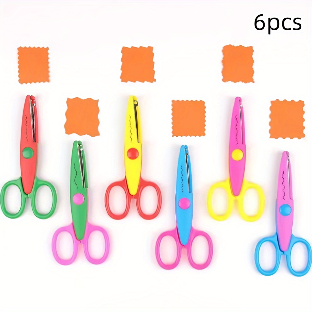 Image of 6pcs Premium Pp Plastic Art Scissors With Wavy Edge - Ideal For Crafts, Paper Projects & Diy Decorations - Safe For Crafters & Hobbyists Craft Scissors Paper Cutters For Arts And Craft
