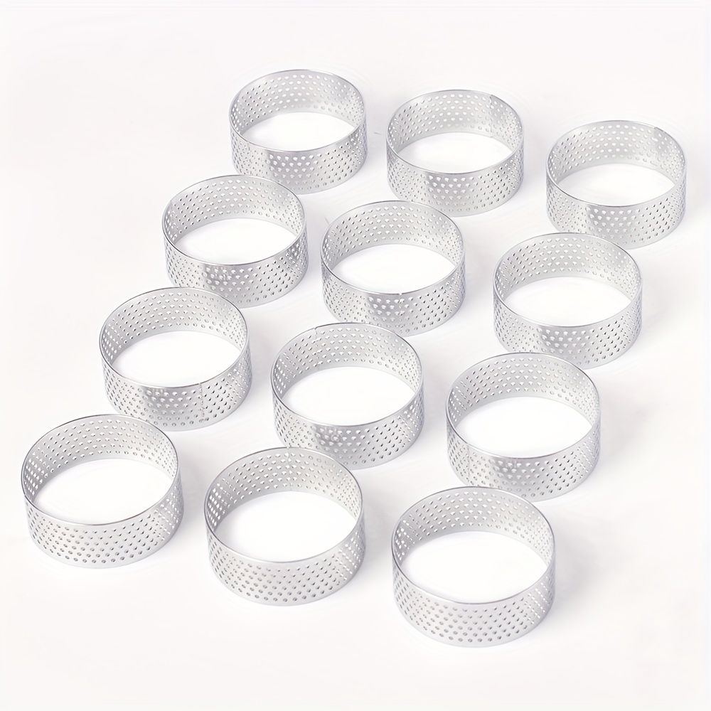1.97-inch (. 5cm) Round Tart Ring, Stainless Steel Cake Mold, Small Fruit Tart Shell, Perforated Baking Tart Ring