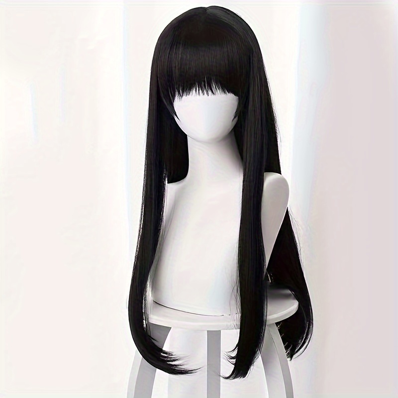 E-shop Unisex Anime-Perücke Schwarz Air Black, lange, glatte, universelle Perücke für tägliches Reisen, Partys Feiern