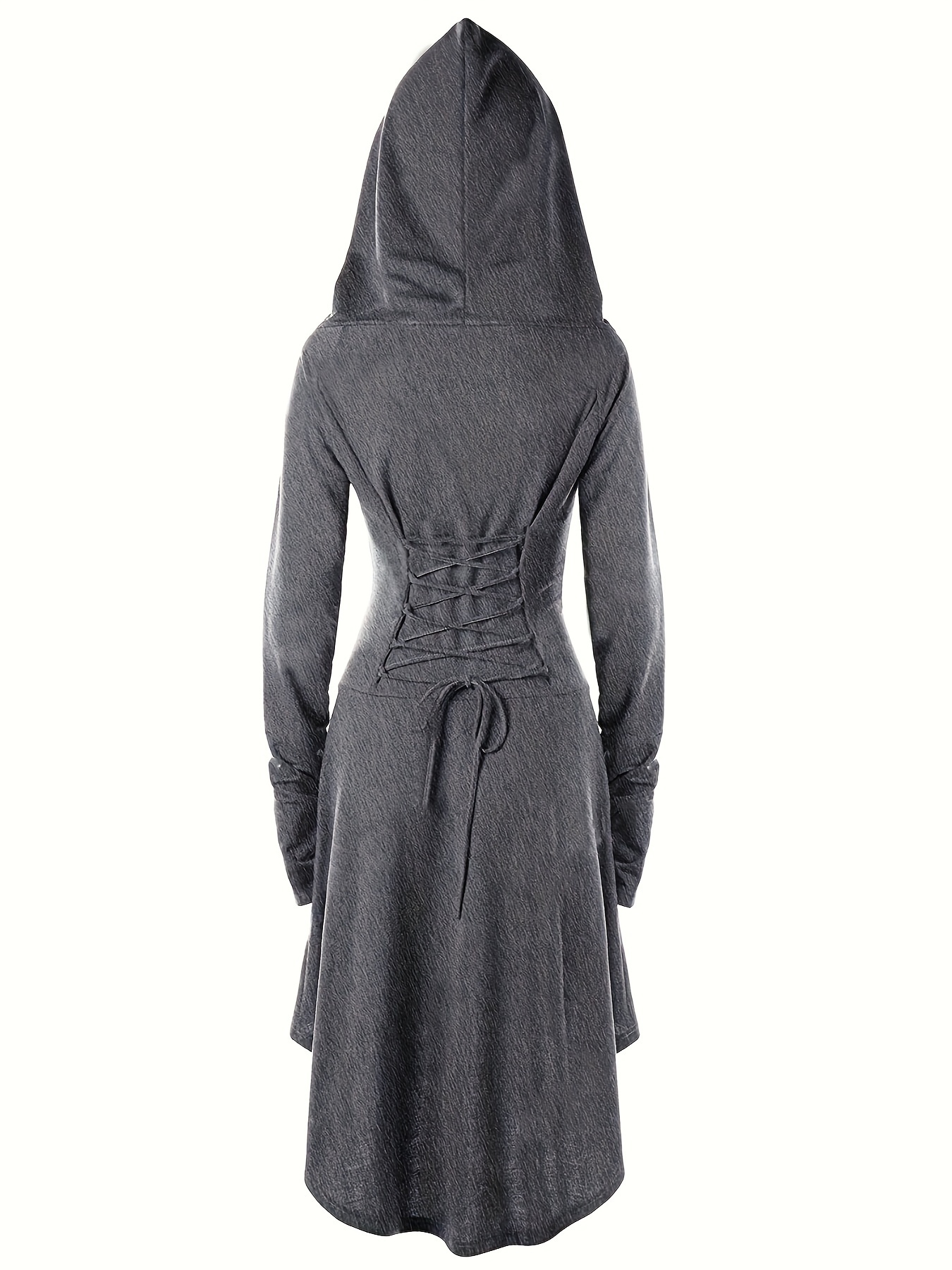 Robe Médiévale Femme à Capuche Avec Lacets - Style Renaissance Gothique, Manches Longues - Pour Halloween, Cosplay, Fêtes à Thème