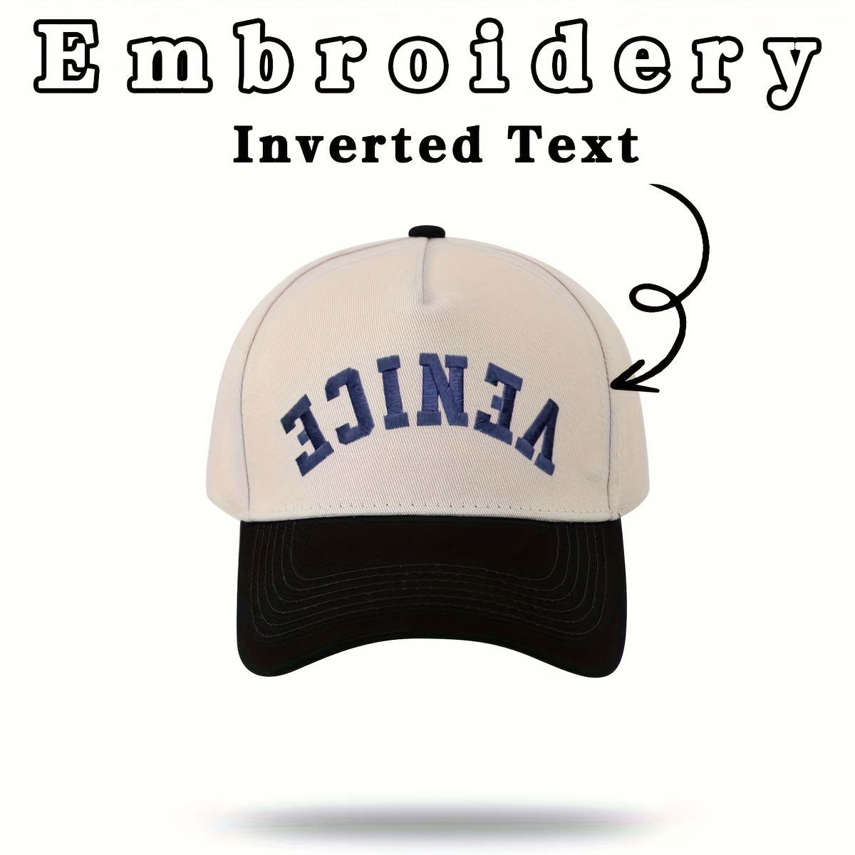 TEMU Casquette de baseball personnalisée avec texte inversé, Casquette de baseball brodée sur mesure | Ajoutez votre nom/ | Cadeau et elle, Casquette