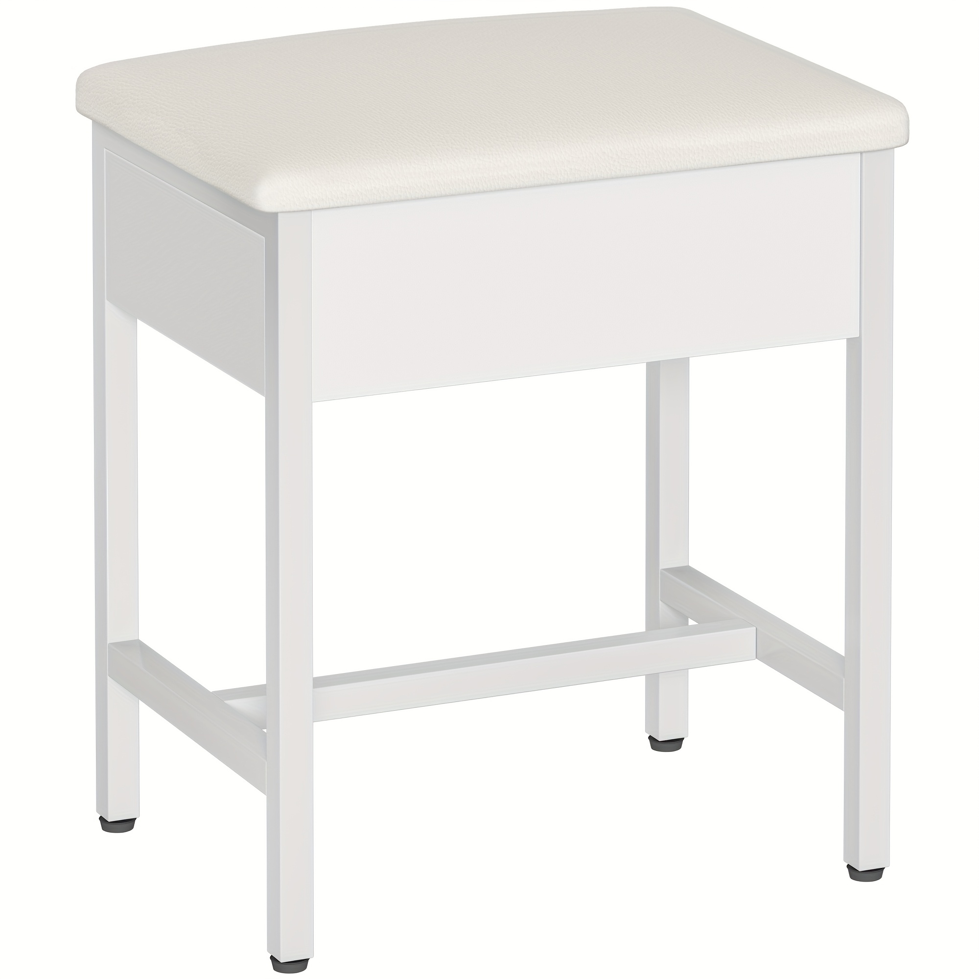 Dressing Table Seat, Lounge Footrest, Bedroom Ottoman, Padded Vanity Seat, Ideal For Dressing Areas, Bedrooms, , 30 X 40 X 46 Cm, White