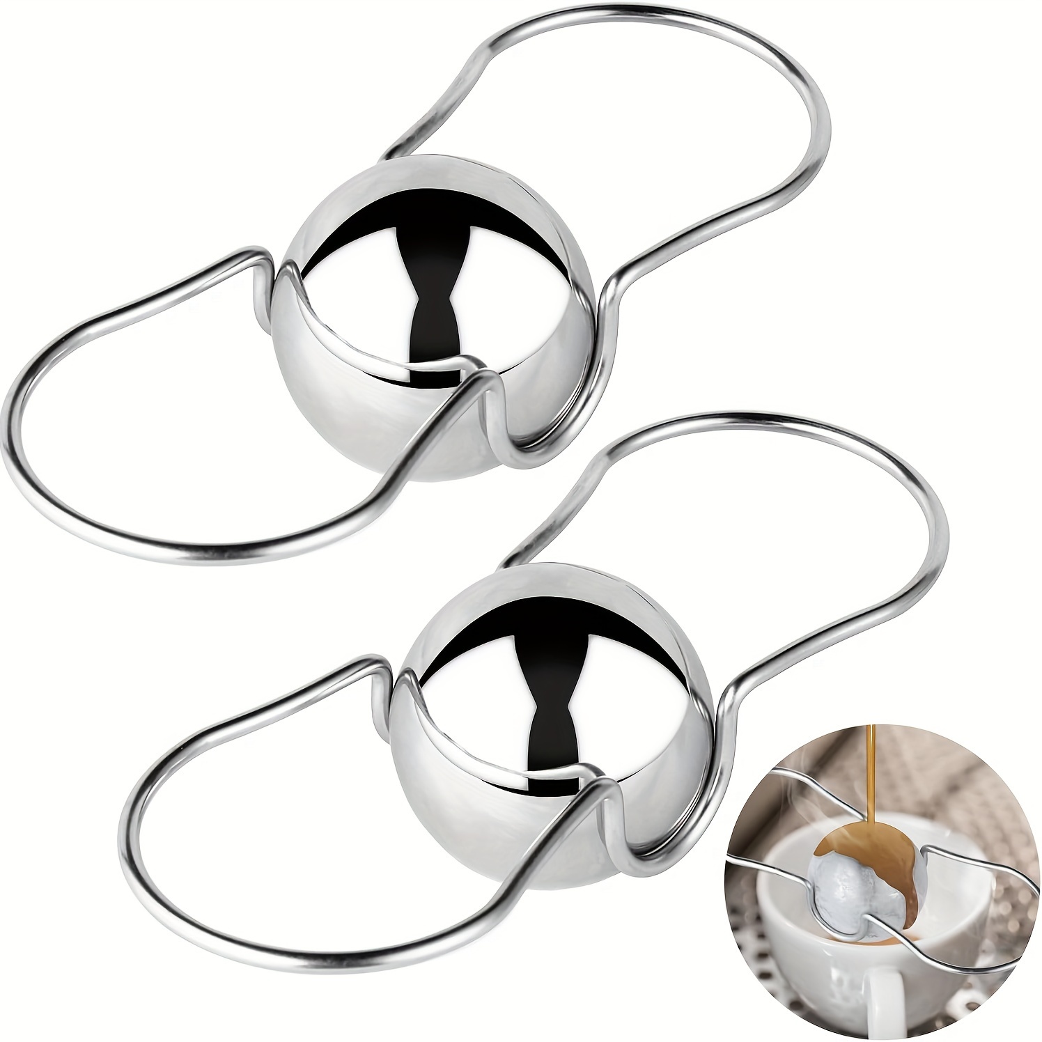 2pcs Stainless Steel Espresso Freezer Balls, Coffee Machine Accessories, Bartending Tools For Beverage Cooling, Concentrated Coffee, Drink Freezer