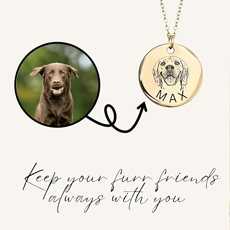 Personalized Stainless Steel Round Pet Portrait Necklace