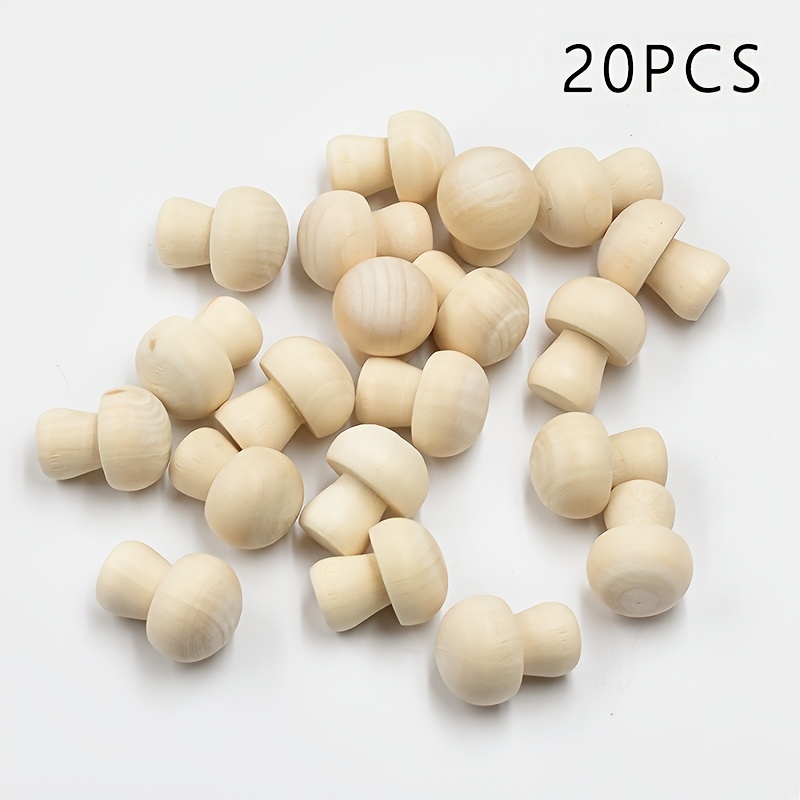 20pcs Natural Unfinished Wooden Beads | /pear Wooden Beads And Wooden Mushroom Beads For Arts And Crafts, Bookshelf Desktop Home Decor
