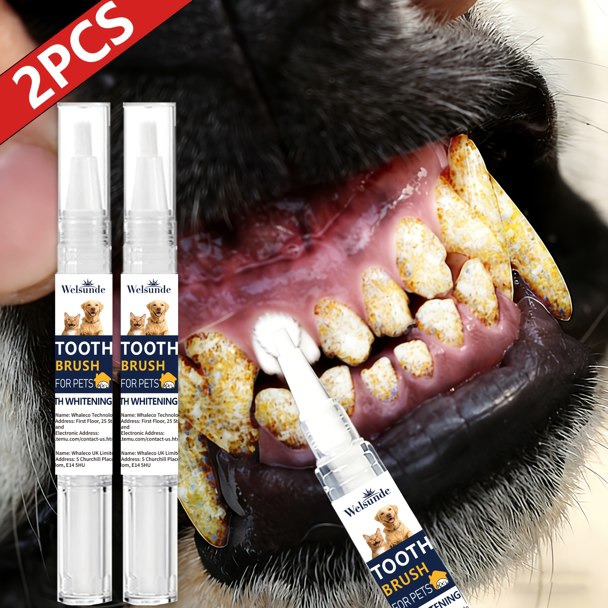 Image of 2pcs Plant-based Pet Dental Cleaning Pen For Dogs Cats, No-rinse Tartar Remover Teeth Stains Cleaner, New Formula Pet Teeth Cleaner With For Tight Spaces, Breath & Oral Hygiene, Tool For All Breeds