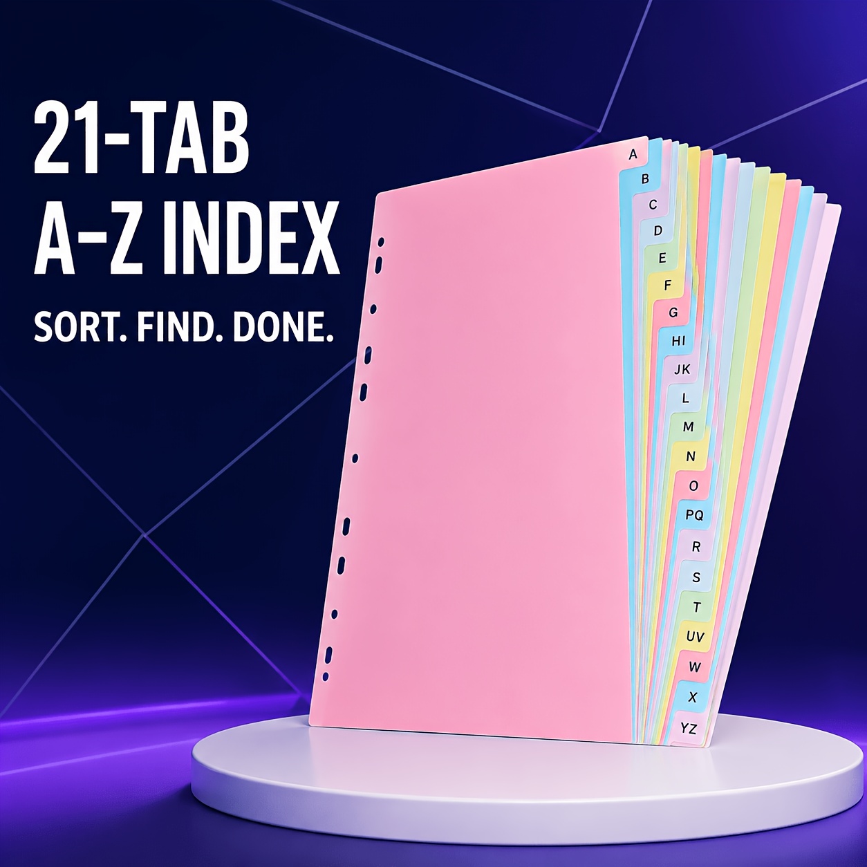 TEMU A-z Alphabet Binder Dividers, 21pcs Pastel Plastic Index Tabs With Universal 11-hole Punch, Water-resistant File Separators For A4 And Letter