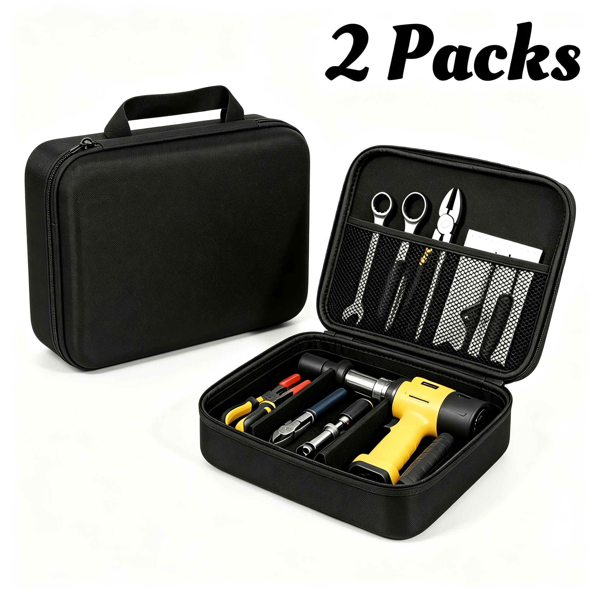 TEMU 2pcs Reinforced Tool Storage Boxes | Hard Shell Eva Anti-crush Portable Storage Bag, Multifunctional Digital/tool Accessory Organizer With Mesh