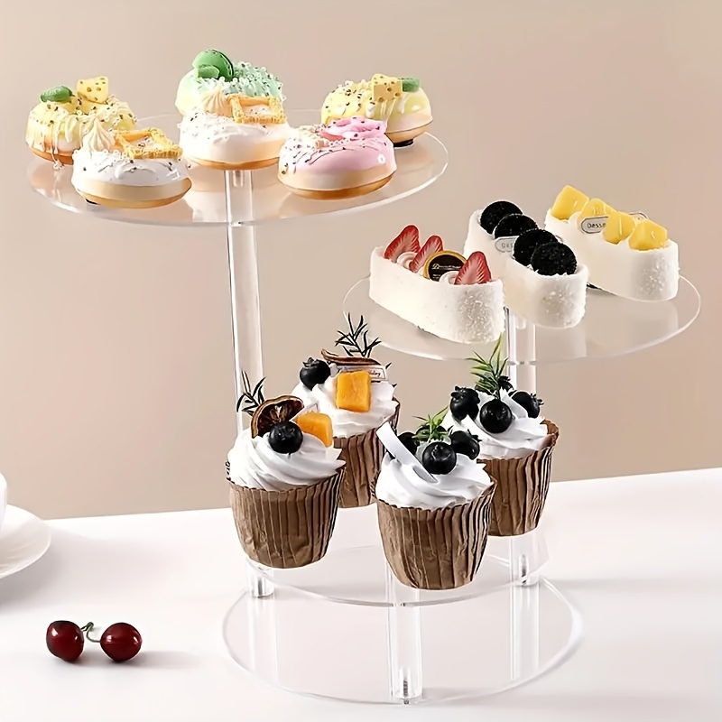 

Elegant 3-tier Acrylic Cupcake Stand - Clear Dessert Display Tower For Weddings, Parties & Baby Showers