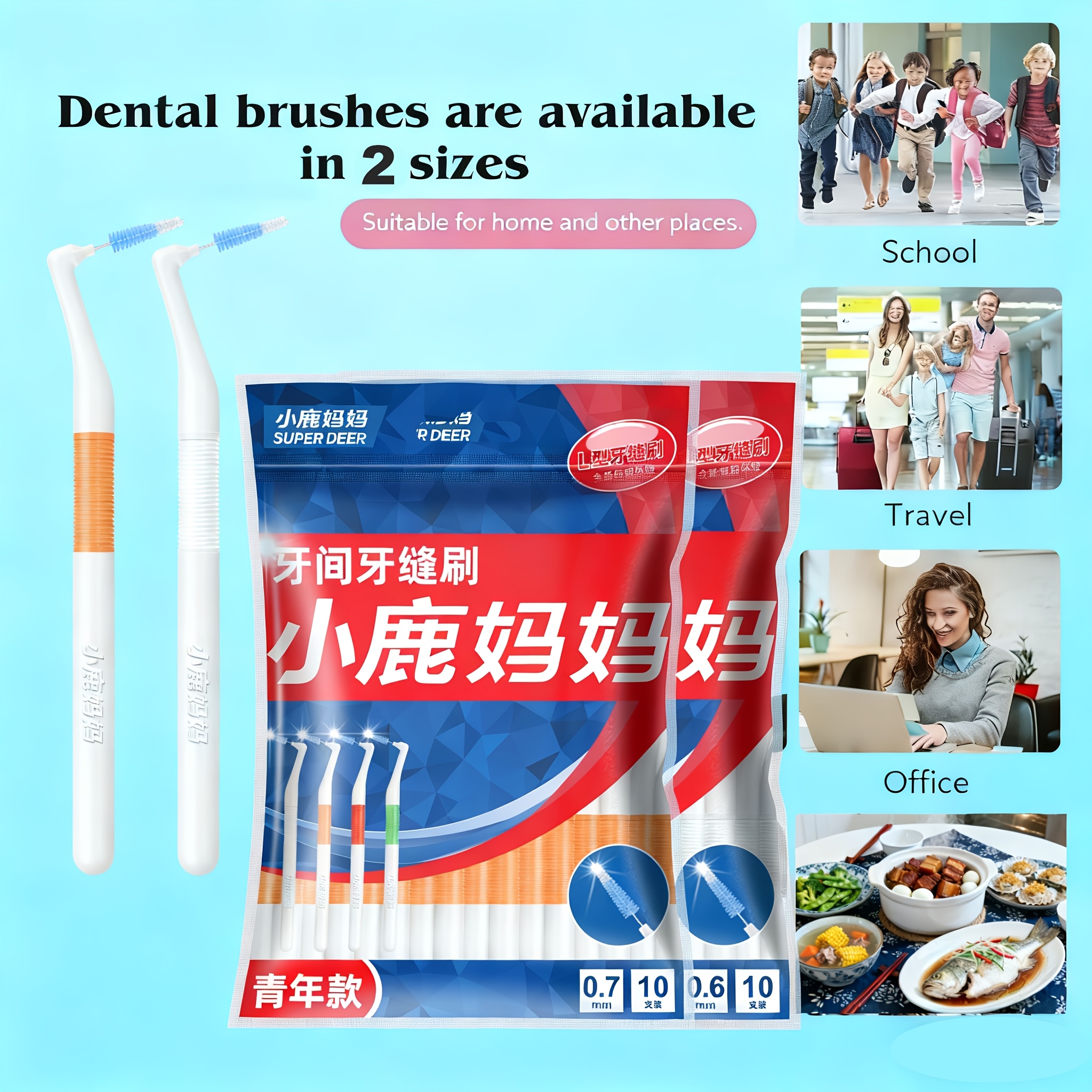 Super Deer 10pcs Interdental Brushes with Angled Head