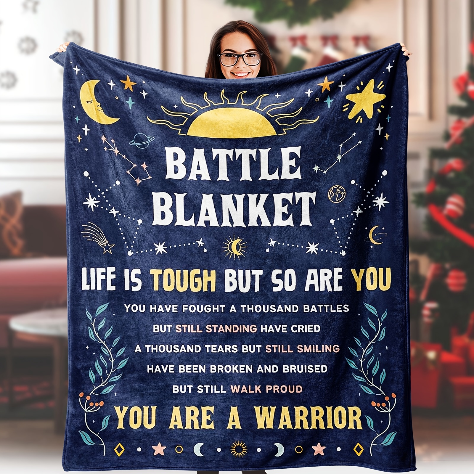 

Gifts For Women, Gifts Blanket For Her Him, Inspirational Quote Chemo Patient Gift, Message Blanket, Soft Throw Blanket