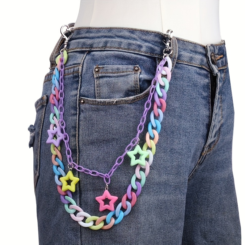 

Trendy Hip-hop Pentagram Pendant Colorful Pants Chain For Men