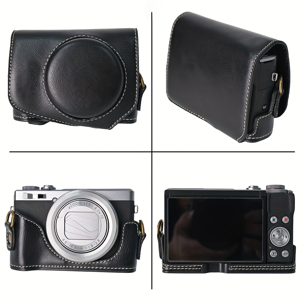  pu leather camera case for g7x g7x ii g7x iii protective camcorder bag with adjustable shoulder strap details 1