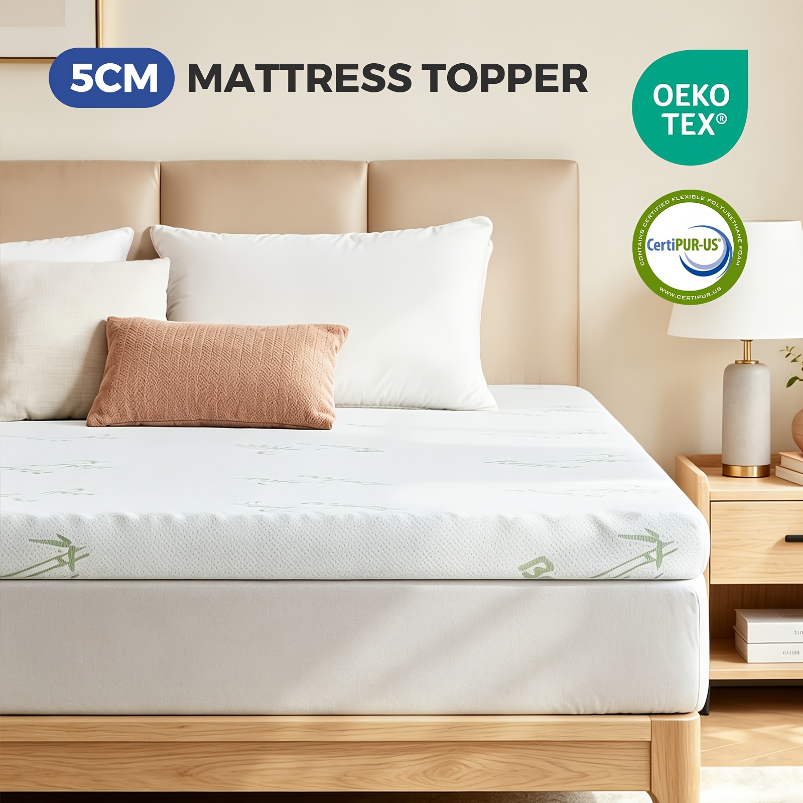 Image of Double-layer Mattress Topper, 5cm Or 7cm, 7-zone, Body Pressure, Plus A Removable Mattress Cover, Soft Fabric, Providing A Comfortable Sleeping Experience.