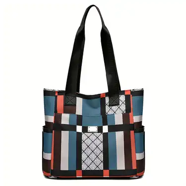 Stylish Large Capacity Geometric Tote Bag Lightweight Nylon