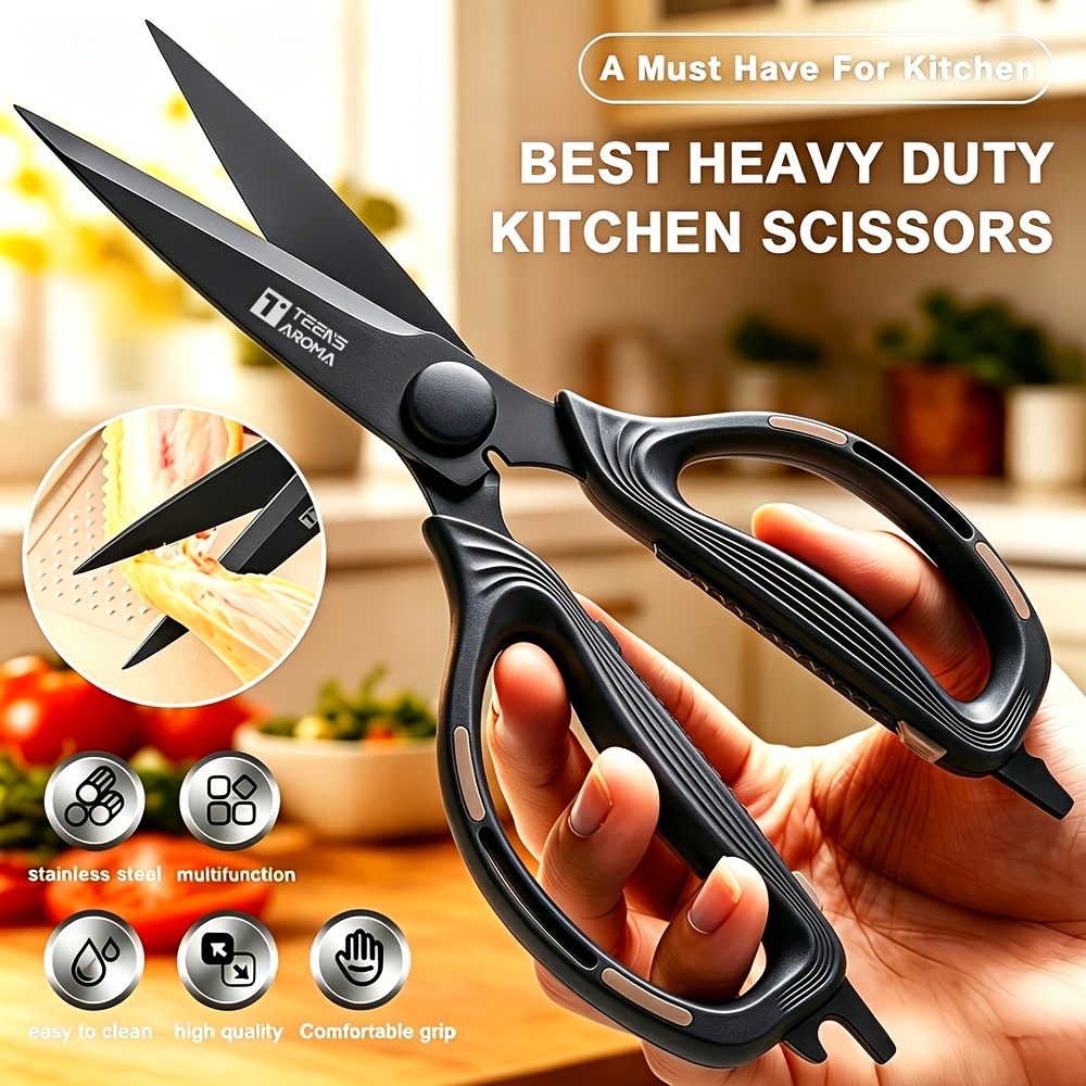 TEMU Kitchen Scissors - Professional Stainless Steel Scissors - Sharp Scissors, High- Accessory, Suitable For Meat, Vegetables, And Bones - Ideal For