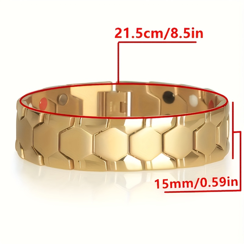 3pc Men's Magnetic Titanium Bracelets, Retro Hexagonal Design