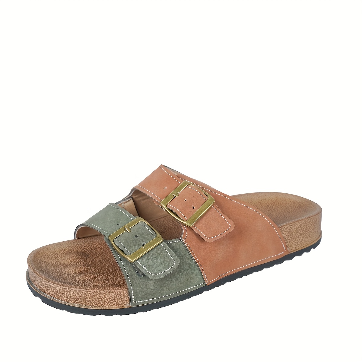 Indoor And Outdoor Casual Stylish Sandals with Adjustable Buckles, Slip-On Flat Slippers in Solid Colors for Teens, Unisex, Women'S New Outdoor Sports Beach Shoes.