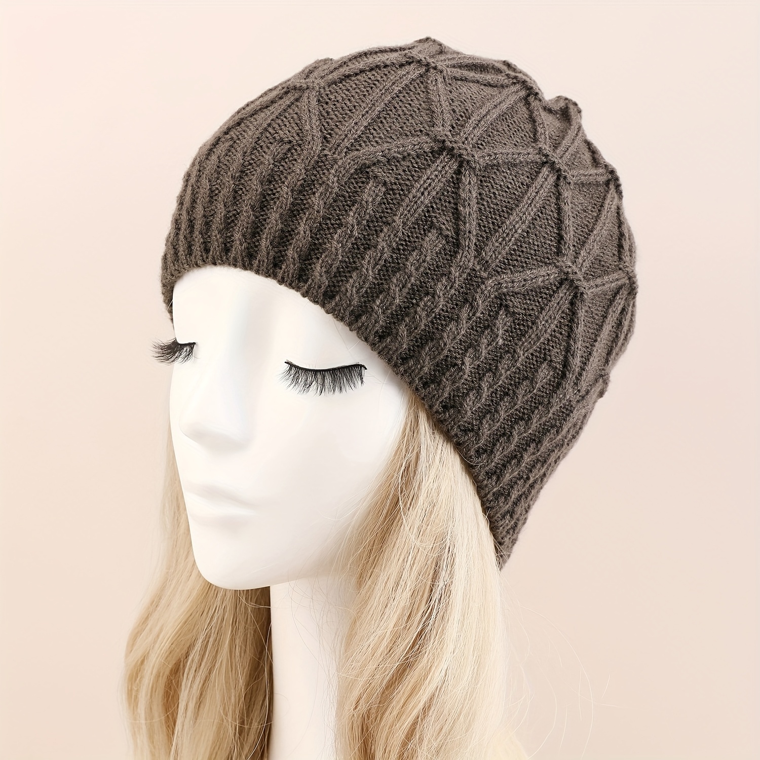 Unisex Single-Layer Cable Beanie, Windproof Ear-Protecting Hat