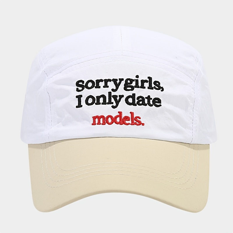 cool color block curved brim baseball cap embroidery date Temu