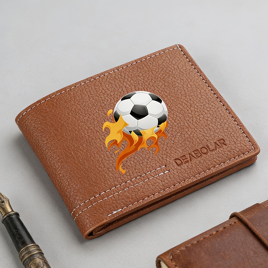   folding wallet made of faux leather with a football design featuring multiple card slots ideal for everyday and travel use an   birthday present stylish accessory and holiday gift