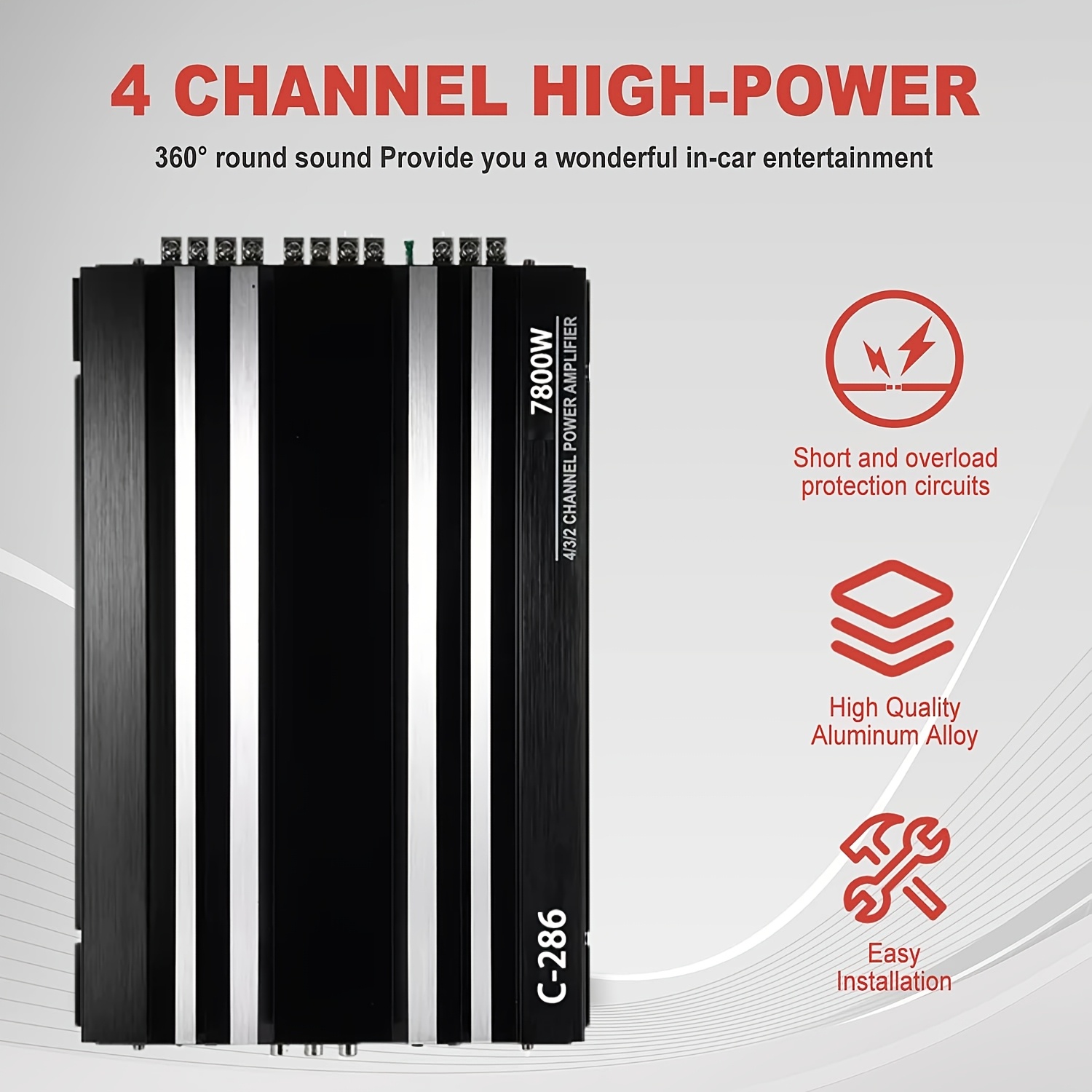 TEMU 4 Channel Ab Class 12v Car Amplifier, High Power Stereo Amplifier, Car Audio Amplifier Drive Subwoofer And Speaker, Amplifier Car Audio,