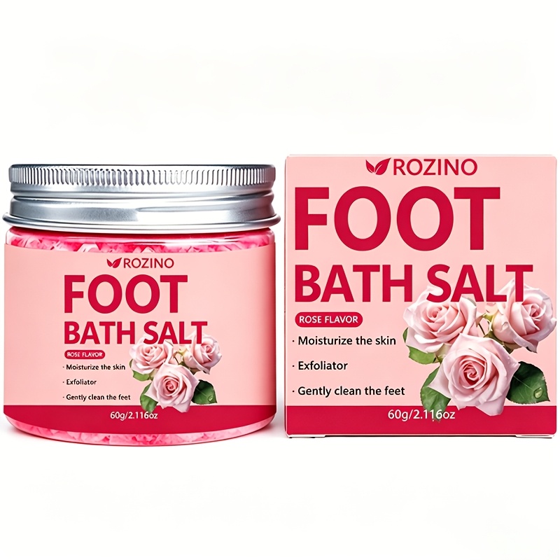 Image of Rozino Rose-infused Sea Salt Foot Soak - 60g, Deep Cleansing & Moisturizing Bath For Dry, Cracked Feet - Perfect Gift For Women