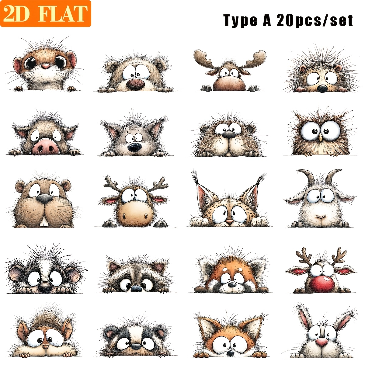 Image of A Set Of 20 Handmade Creative Vintage Peek-a-boo Woodland Animal Themed Stickers Suitable For Decorating Junk Journals, Notebooks, Scrapbooks, And Projects
