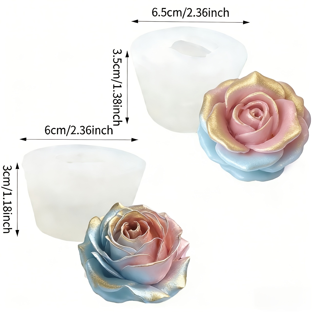 E-shop 2er-Pack Elegante Silikon Rosenformen | Hochwertig Wiederverwendbar für Schmuckherstellung, Seifenhandwerk, - Ideal für Valentinstag, Muttertag,