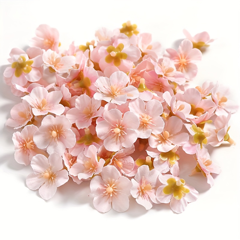 TEMU 130pcs Artificial Heads Fake Cherry Flower Heads For Home Decoration Wreath, Spring And Summer Decoration
