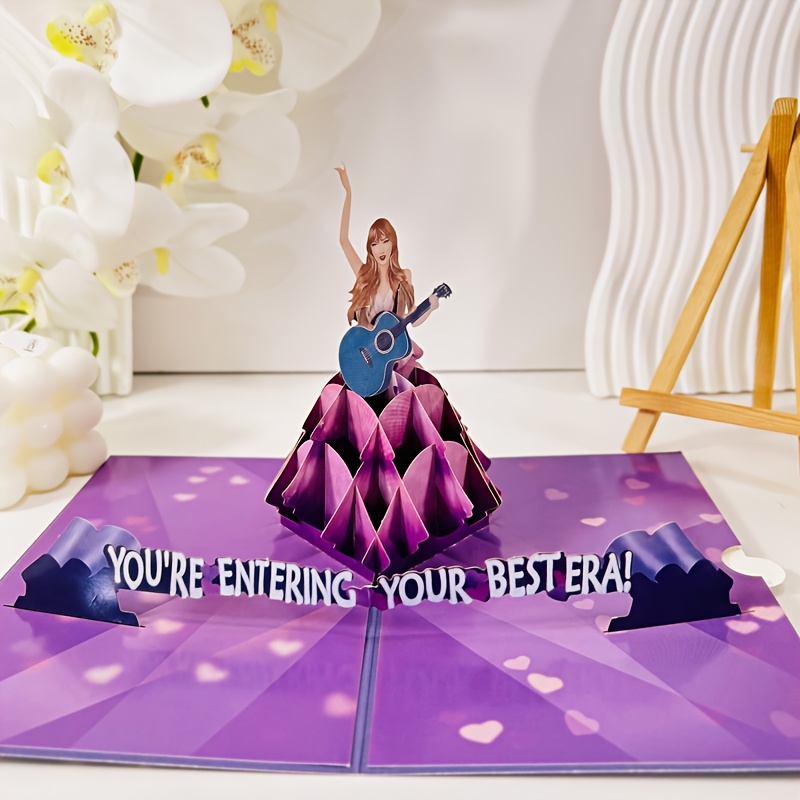 

3d Pop-up Musical Greeting Card With Guitar - Multi- Celebration Card For Wedding, Engagement, Valentine's Day, Birthday, Anniversary - Themed Personalizable Card For Anyone - Single Pack