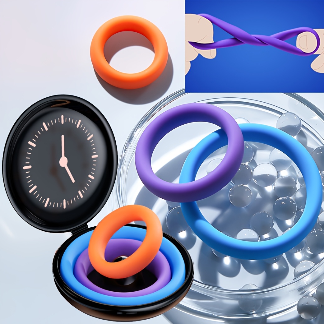 3-Color Silicone Penis Ring with Storage Box, Men'S Penis Ring Set for Pleasurable Experience, Penis Ring, Flexible Adjustment, Suitable for Male And Female Couples, Perfect Valentine'S Day Gift