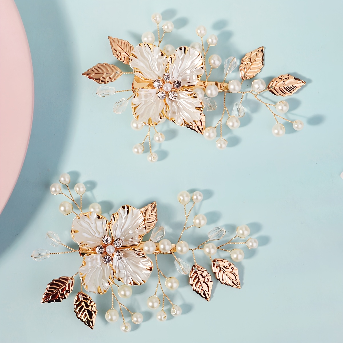E-shop 2er-Set handgefertigte Haarnadeln mit Blumen aus Legierung, Zweig und Blatt, Vintage-Seitenclips, minimalistische und exquisite Zutaten im