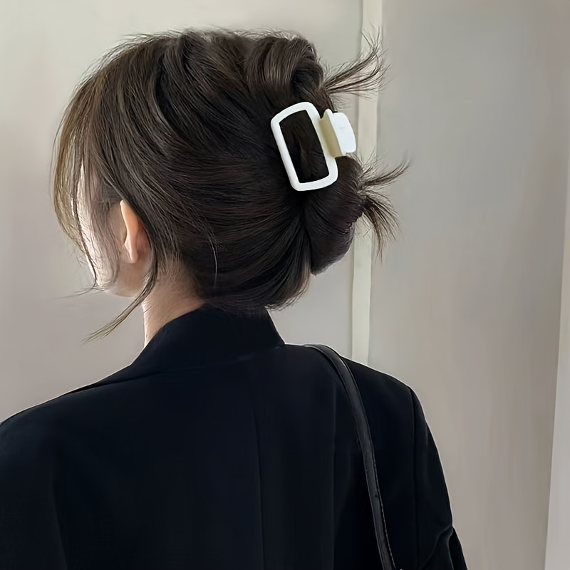 4pcs Matte Square Hair Claws - Minimalist Rectangular Hair Clips for Updos, Half-Up Styles & Everyday Casual Wear, Durable Non-Slip Hair Accessories for Women & s, Hairstyle Support Tools, Sturdy Grip Clips