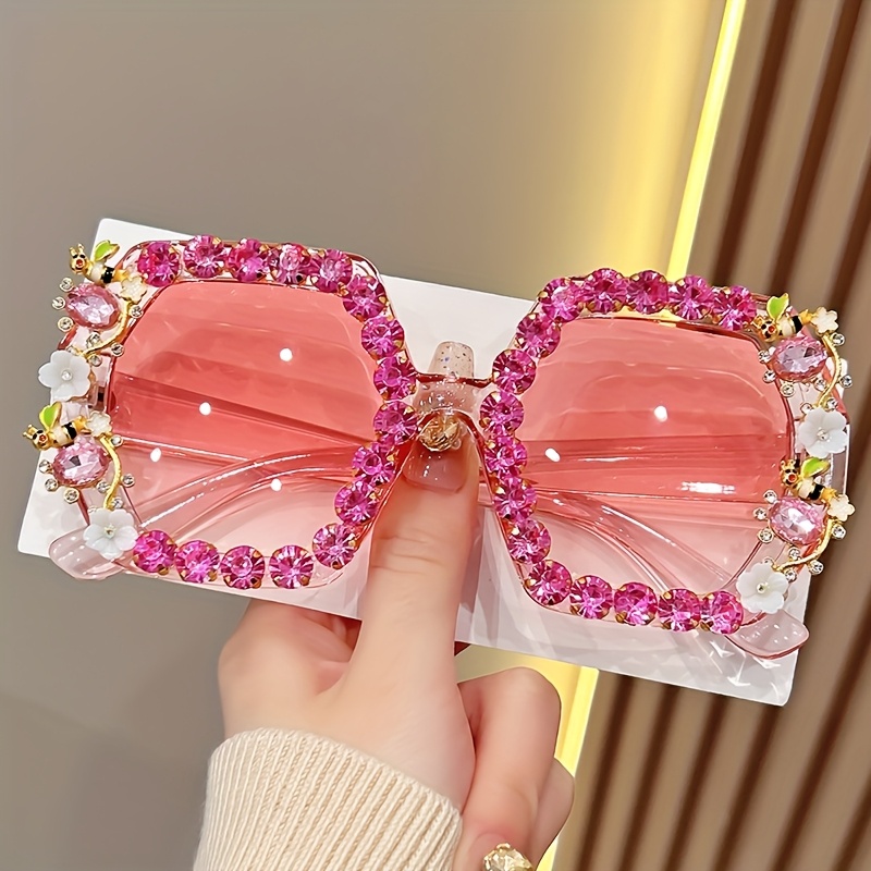 oversized pink bow glasses women elegant floral Temu Peru