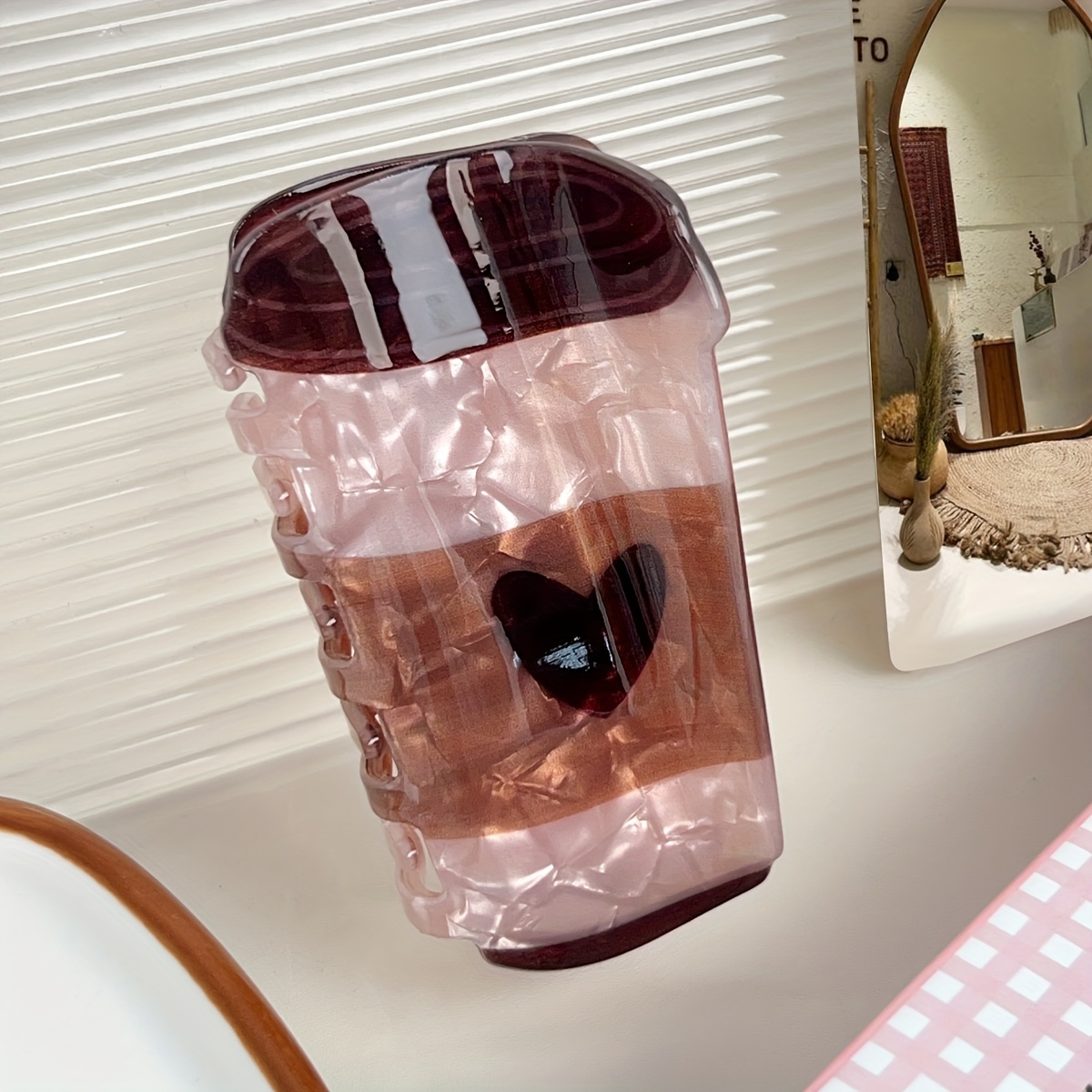 TEMU 1pc Elegant And Cup Horn Bag Clasp, With A Gradient Color Scheme Of And , Suitable For Daily Wear And Outdoor Activities. Food-themed Hairpin, A