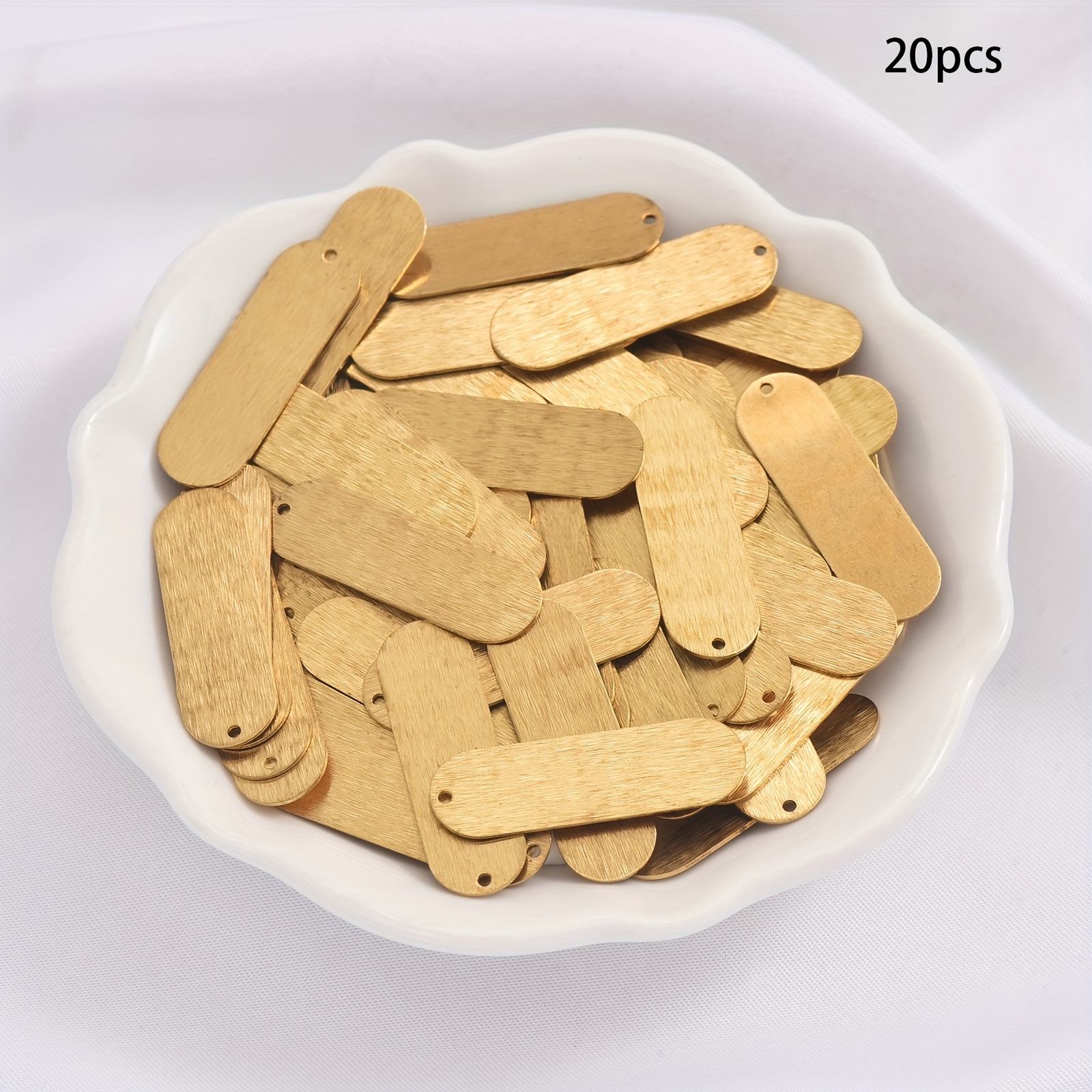 8pcs/20pcs Primitive Brass Single Hole Brushed Geometric Oval Long Strip Pendant Accessories